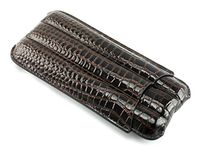 Skyway Lorenzo Crocodile Leather 3 Cigar Case Holder - Dark Brown