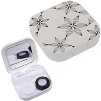Portable Contact Lens Case Box Travel Kit Mirror + Bottle + Tweezers Container Holder [ Floral Stylish ]