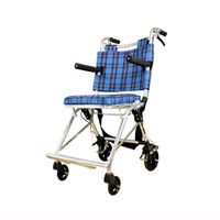 QIDI Wheelchair Folding Boarding Available Lightweight Manual Brake Solid Tire Armrest Safety Brake Portable Travel (Color : Blue)