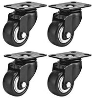 Swivel Caster Wheels Rubber Base with Top Plate & Bearing Heavy Duty Pack of 4 Black by Online Best Service (2.5" NO Brake)