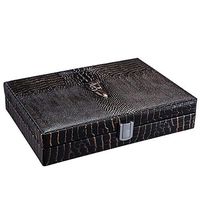 TONGSH Handmade Elegant Leather 20 Cigar Humidor,Desktop Cedar Wood Lined Cigar Box