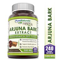 Pure Naturals Arjuna Bark Extract 500 Mg, Veggie Capsules - Standardized to 25% Tannins -Promotes Heart Health -Supports Healthy Lipid Levels -Antioxidant Properties (240 Count)