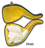 White Full Bent Hand Carved Pirate Captain Turkish Meerschaum Smoking Pipe