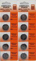 Loopacell Lithium Battery CR2025-10 Pcs Pack - 2 Blisters 3V Lithium Button Cell
