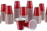 Impresserve Disposable Shot Cups, 2 Ounce Mini Red Party Plastic Glasses for Beer Pong, Rum, Gin, Cocktails, Whiskeys, Tastings & Samples, 120 Piece
