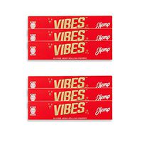 Vibes Rolling Paper King Size Booklet 33pc, Made from Natural Hemp Paper and Arabic Gum with Chlorine Free Technology- 6 Pack of Hemp Papers