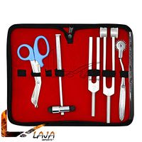 LAJA Imports 6 Piece Diagnostic Kit Medic Student - Reflex Hammer and Tuning Fork Set C 128 and C 512. Includes A Wartenberg Pinwheel and A Premium Teal Steel Bandage Scissor 5.5”