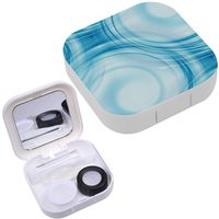 Portable Contact Lens Case Box Travel Kit Mirror + Bottle + Tweezers Container Holder [ Blue ]