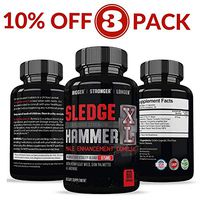 Testosterone Booster for Men by Sledgehammer XL (3 Month Supply) -180 Capsules / 3 Bottles Save 10%