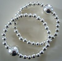 Queasy Beads® ~ Two (2) Authentic Stylish Motion Sickness Anti Nausea Acupressure Bracelets in Silver Brilliance ~ Genuine, High Quality Sterling Silver Beads for Nausea Relief