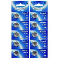 Eunicell CR1632 Lithium Blister Pack 3V 3 Volt Coin Cell Batteries (10 pcs) by Eunicell