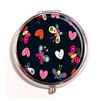 LCTCKP Cute butterflies & hearts Custom Fashion Hot Round Pill Box Decorative Metal Western Medicine Tablet Container Box