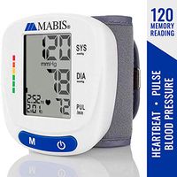 Mabis Wrist Blood Pressure Monitor Clinically Accurate to Detect Pulse and Irregular Heartbeat While Storing up to 120 Readings with Date and Time, White