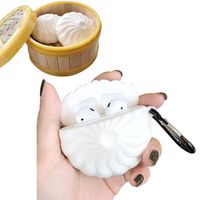 BONTOUJOUR AirPods Case, Super Cute Creative Chinese Traditional Delicious Food Mini Ban Xiao Long Bao Shape TPU Silicone Protective Skin for AirPods 1&2