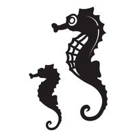 Cute Seahorse Family Black Vinyl Decal Sticker for 13" Macbook Laptop Computer