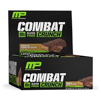 MusclePharm Combat Crunch Protein Bar, Multi-Layered Baked Bar, Gluten-Free Bars, 20 g Protein, Low-Sugar, Low-Carb, Gluten-Free, Chocolate Peanut Butter Cup Bars, 12 Servings