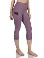 ODODOS Women's High Waist Yoga Capris with Pockets,Tummy Control,Workout Capris Running 4 Way Stretch Yoga Leggings with Pockets,Lavender,X-Large
