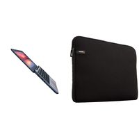 ASUS Chromebook C202SA-YS02 11.6" Ruggedized and Water Resistant Design with 180 Degree (Intel Celeron 4 GB, 16GB eMMC, Dark Blue, Silver) & AmazonBasics 11.6-Inch Laptop MacBook Sleeve Case - Black