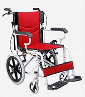 Transport Wheel Chair,Lightweight Wheelchair, Folding Transport Wheelchair,Trolley, Scooter, Elderly Disabled-Sitting Width 18.9 Inch-Backrest Pad is Durable and Breathable for Adult (Color : Red)