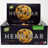 Evo Hemp Organic Protein Bar (Cookie Dough, 12 Pack) Featuring White Plume Native American Hemp - Great Tasting High Fiber, Sustainably Sourced, Paleo and Vegan Friendly Protein Bar