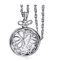Llx 10X Necklace Magnifying Vintage Hollow Flower Accessories Zircon Jewelry Magnifier Pendant Necklace, 42mm Silver