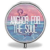 Anchor Pill Case, Round Stainless Drug Organizer Container Medicine Cover for Pocket Daily&Weekly