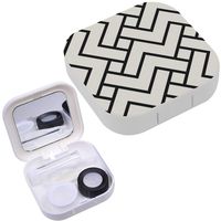 Portable Contact Lens Case Box Travel Kit Mirror + Bottle + Tweezers Container Holder [ Rotating Zigzag Shapesd ]