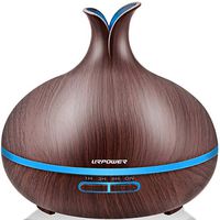 URPOWER 400ml Essential Oil Diffuser Wood Grain Diffuser with Auto Shut-off, 7 Color Light Aromatherapy Oil Diffuser Humidifier and 4 Timer Settings Humidifiers for Bedroom Office