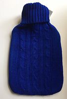 Warm Tradition Blue Cable Knit Covered Hot Water Bottle - Bottle Made in Germany