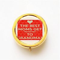 RhyNSky Only The Best Great Moms Get Promoted to Grandma Mini Gold Portable Pocket Purse Pill Box Case Pillbox, 3 Compartments -295