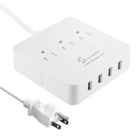 Power Strip with USB, Surge Protector Smart 3 Outlet and 4 USB Port Charger with 5ft Extension Power Cord 1250W 100-240V Portable USB Strip for Travel, Phone, Computer, Transformers