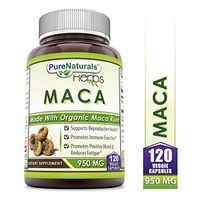Pure Naturals Maca 950 Mg - Made with Organic Maca Root 120 Veggie Capsules- Promotes Immune Function*, Positive Mood and Reduce Fatigue*