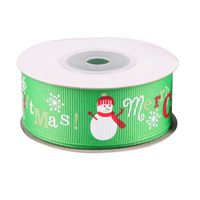 Gnc33Ouhen DIY Christmas Ribbon Xmas Polyester Ribbons for Gift 9m Length Merry Christmas Santa Snowman Snowflake Print Silk Satin Ribbon Roll Wedding Gift Wrapping Decor Green