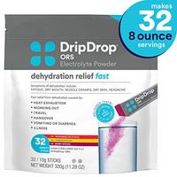 DripDrop ORS – Patented Electrolyte Powder for Dehydration Relief Fast - For Workout, Hangover, Illness, Sweating & Travel Recovery - Watermelon, Berry, Lemon Variety Pack - 32 x 8oz Servings