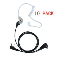 Klykon Covert Acoustic Tube Earpiece Headset Mic PTT for BaoFeng Kenwood WouXun PuXing Linton Two Way Radio Walkie Talkie UV-5R BF-888s uv-82hp tk 3230 (10 Packs)