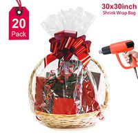 Large Shrink Wrap Bags for Easter Gift Baskets,30x30 inches Clear PVC Heat Shrink Bags Cellophane Wrap for Packaging,Gift Wrapping 20 Pack