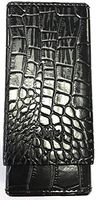 HHB Eclipse Black Croco Print Cedar Lined Vinyl Cigar Case, 3362