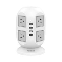 Surge Protector Power Strip, Power Strip Tower with 4 USB Charging Station and 8 AC Outlets 10ft Long Extension Cord (Renewed)