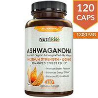 Ashwagandha 1300Mg Hecho Con Polvo De Raiz De Ashwagandha Organico Y Pimient.
