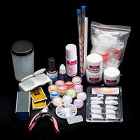 Lookatool 19Acrylic Nail Art Tips Powder Liquid Brush Glitter Clipper Primer File Set Kit