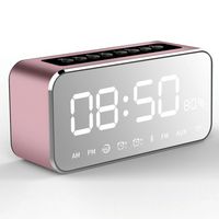 Wireless Bluetooth Speaker,BOOMER VIVI Portable Alarm Clock Rich Bass,Large Mirror LED Dimmable Display,Stereo Sound,Auto Dimmer,Perfect Gift for Home,Office Travel. (Rose Gold)