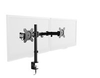 GT Innovation Dual Motion Monitor Arm Mount Height Adjustable Computer Monitor Stand Riser with C Clamp Gas Spring Cable Management for Monitors up to 27 Inch (Black - Dual Monitor)