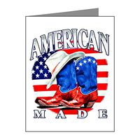 Note Card US American Flag Country Cowboy Boots