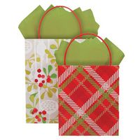 The Gift Wrap Company 12-Count Recycled Kraft Gift Bags, Winter in the Highlands