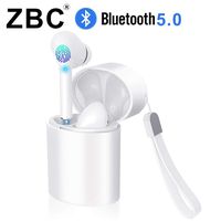 ZBC Truly Wireless Bluetooth Earbuds Noise Reduction Headphones Hi-Fi 3D Stereo Sound Built-in Mic Earphones in-Ear TWS Headsets Smart Touch Airpods Portable Charging Case Android iOS (M5-White)