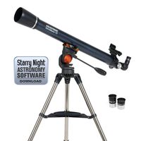 Celestron - AstroMaster 70AZ Telescope - Refractor Telescope - Fully Coated Glass Optics - Adjustable Height Tripod - BONUS Astronomy Software Package (Renewed)