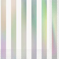 Silver Iridescent Stripes Lunch Napkins (16ct)