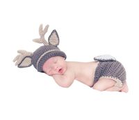 Pinbo Baby Photography Prop Crochet Knitted Deer Beanie Hat Diaper Costume