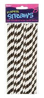 Darice 1158-81 25-Piece Paper Straws Set, Black Stripe