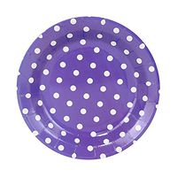 Remeehi 7" Round Dot Birthday Party Paper Plates 20 Count Dessert Plates (Purple)